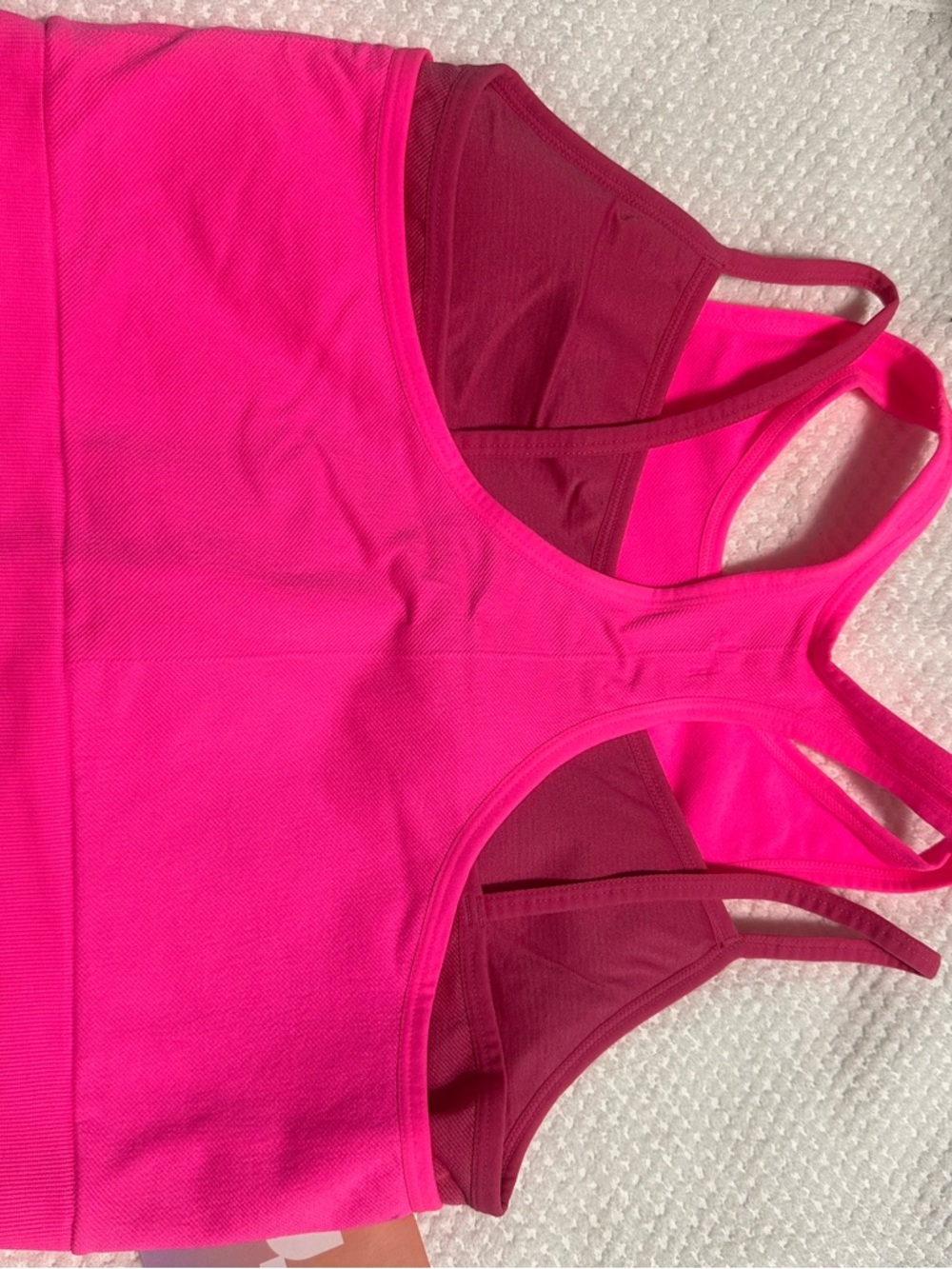 JoyLab Neon Pink Racerback Tank Top with Mauve Straps - Picture 2 of 4
